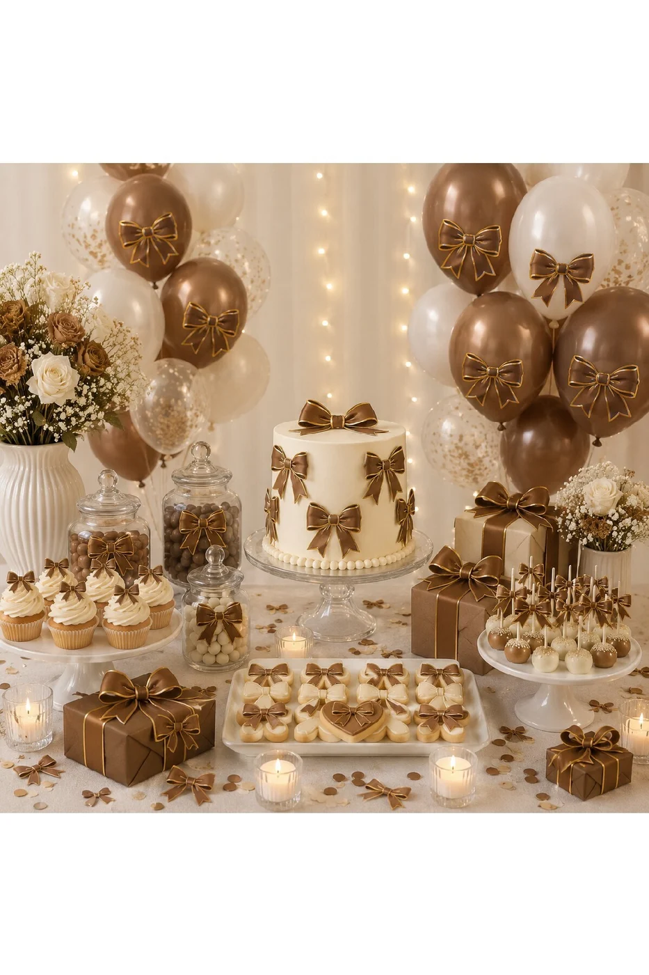 Renk Seçenekli Fiyonk Balon ve Pasta Dekor Fiyonk Seti 12 Adet Büyük & Küçük Boy Parti Süsü Baby Shower Doğum Günü Seti Süsü gorsel 3