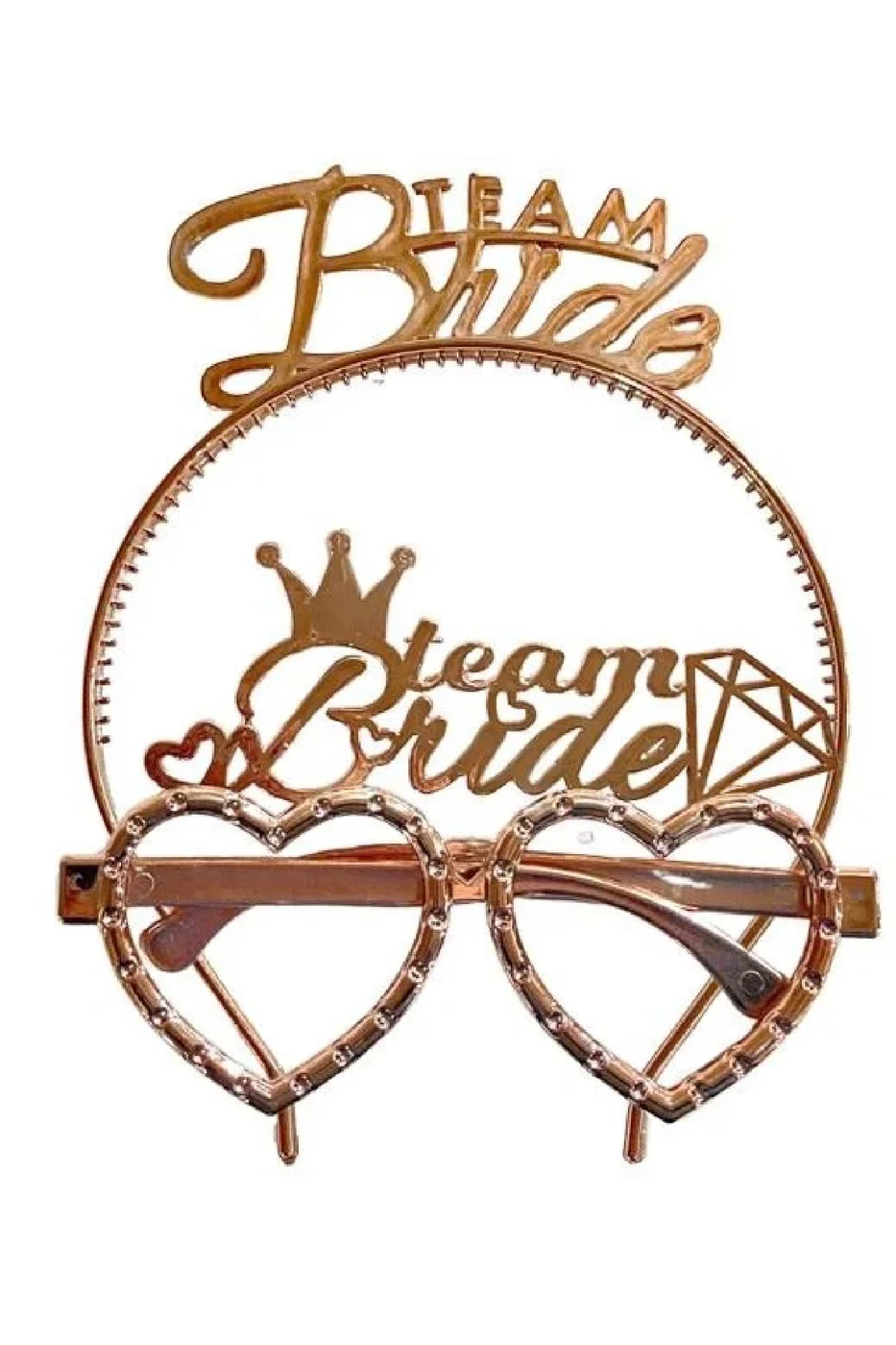 Rose Gold Team Bride Tac Gözlük Seti Bride Parti Aksesuar Taç Gözlük