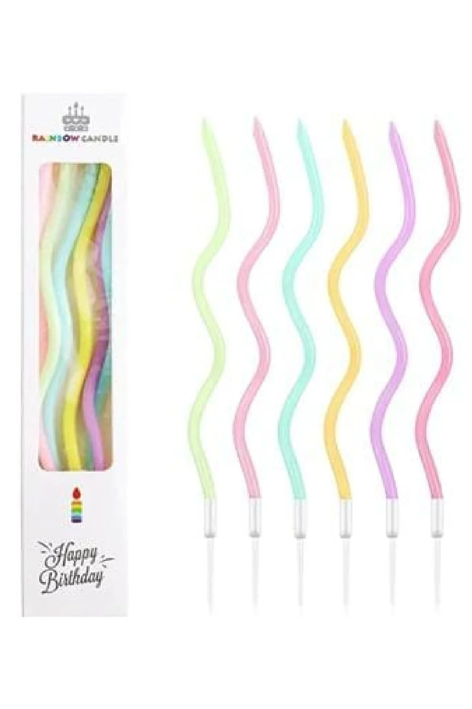Makaron Renk Parlak 6 lı Spiral Kıvrımlı Pasta Mumu Doğumgünü Pastası Mumu Mum gorsel 5