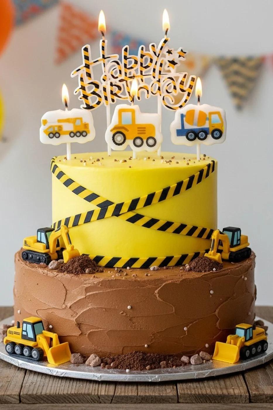 İNŞAAT HAPPY BİRTHDAY 4 LÜ DOĞUM GÜNÜ PARTİ SETİ SÜSÜ MUMU gorsel 3