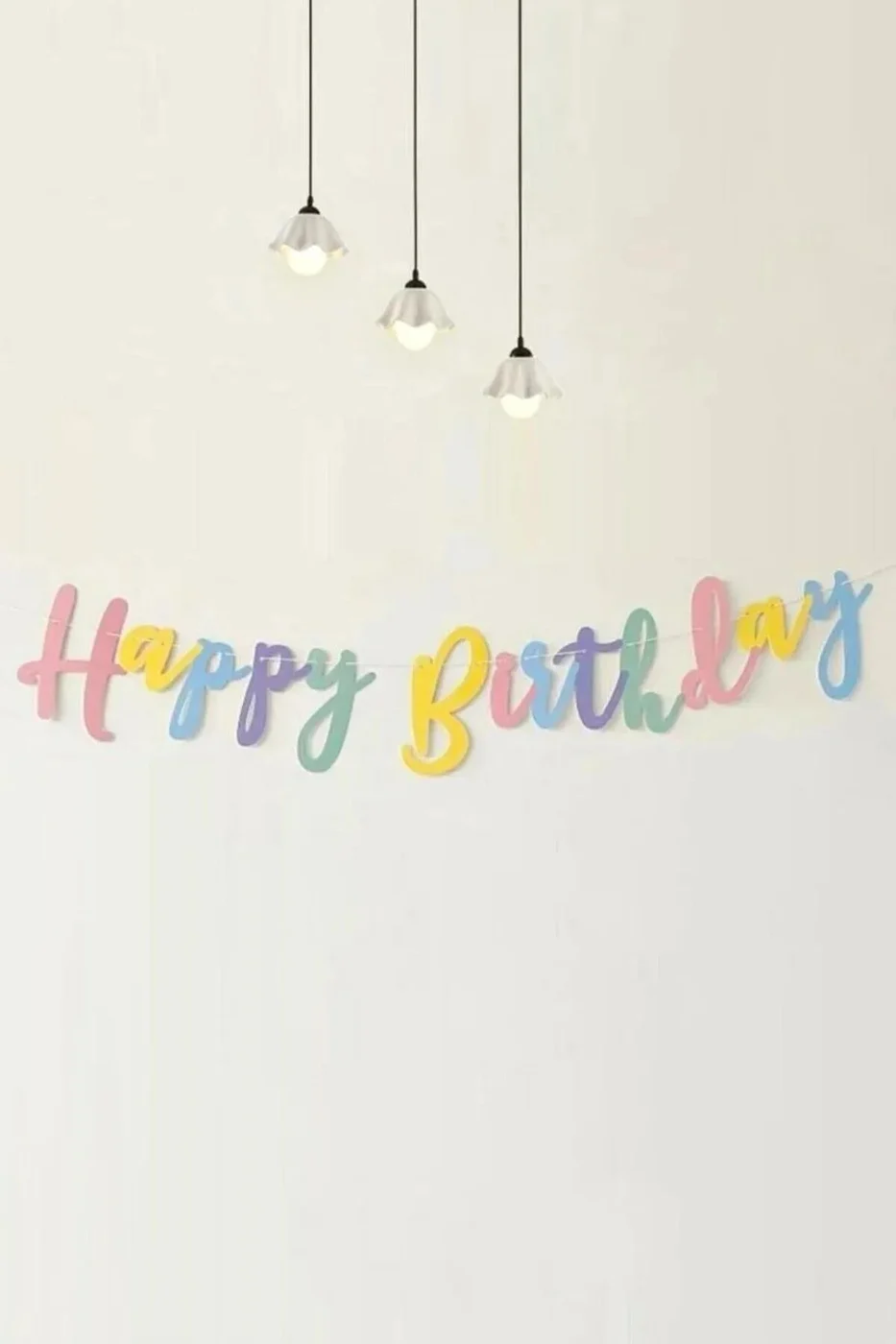 Makaron Renkli Happy Birthday Banner Kaligrafi gorsel 3