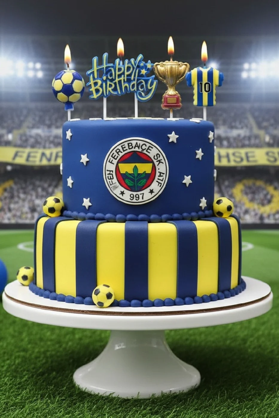 SARI LACİVERT FUTBOL TOPLU FORMALI HAPPY BİRTHDAY 4 LÜ MUM SETİ gorsel 6