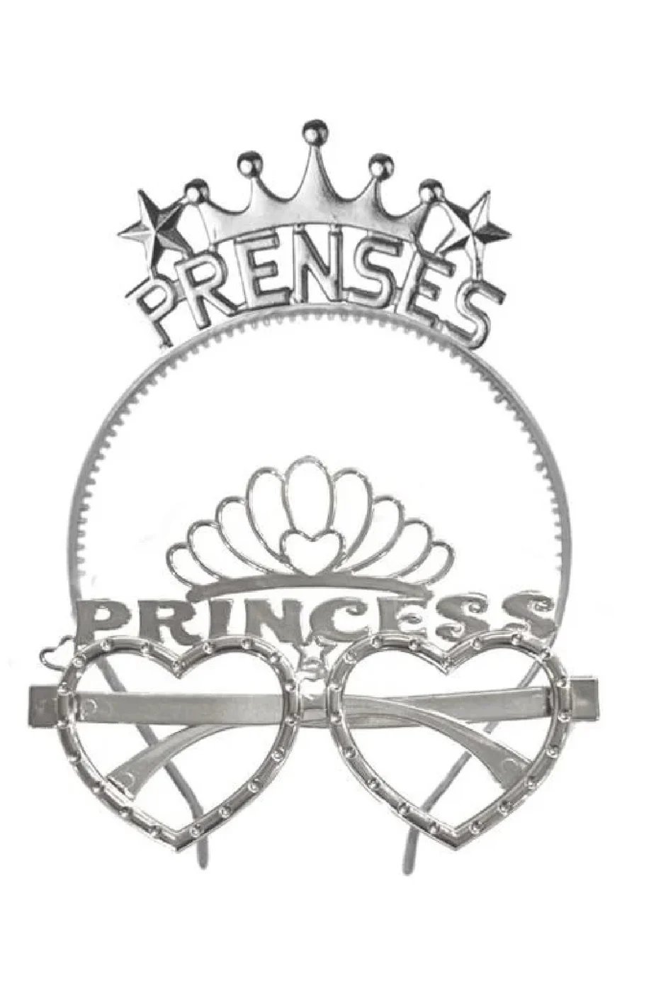 Gümüş Princess Tac Gözlük Seti Prenses Parti Aksesuar Taç Gözlük