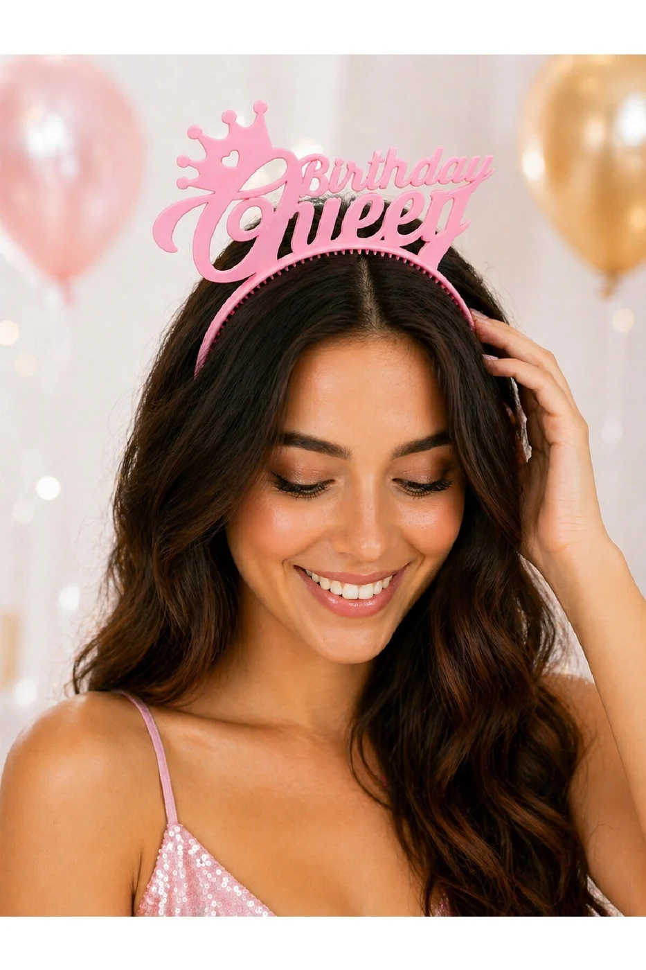 Birthday Queen Taç Renkli – Doğum Günü Tacı, Parti Tacı, Bekarlığa Veda Aksesuarı ( Pembe ) gorsel 4