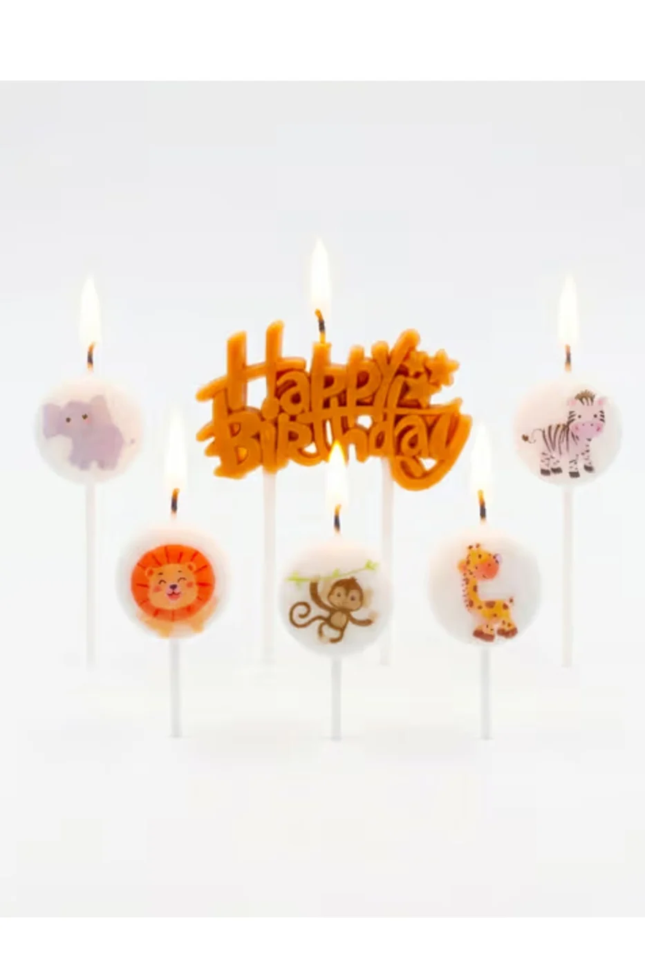 SAFARİ HAPPY BİRTHDAY 6 LI MUM DOĞUM GÜNÜ PARTİ SETİ SÜSÜ MUMU gorsel 4