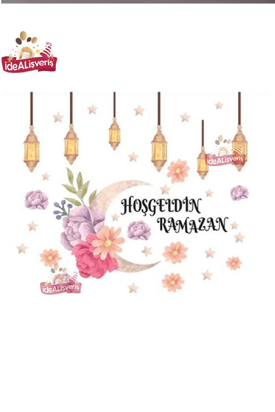 Hoşgeldin Ramazan Sticker Seti Ramazan Süsleri Ramazan Ayı Temalı Cam Duvar Süsleri gorsel 2