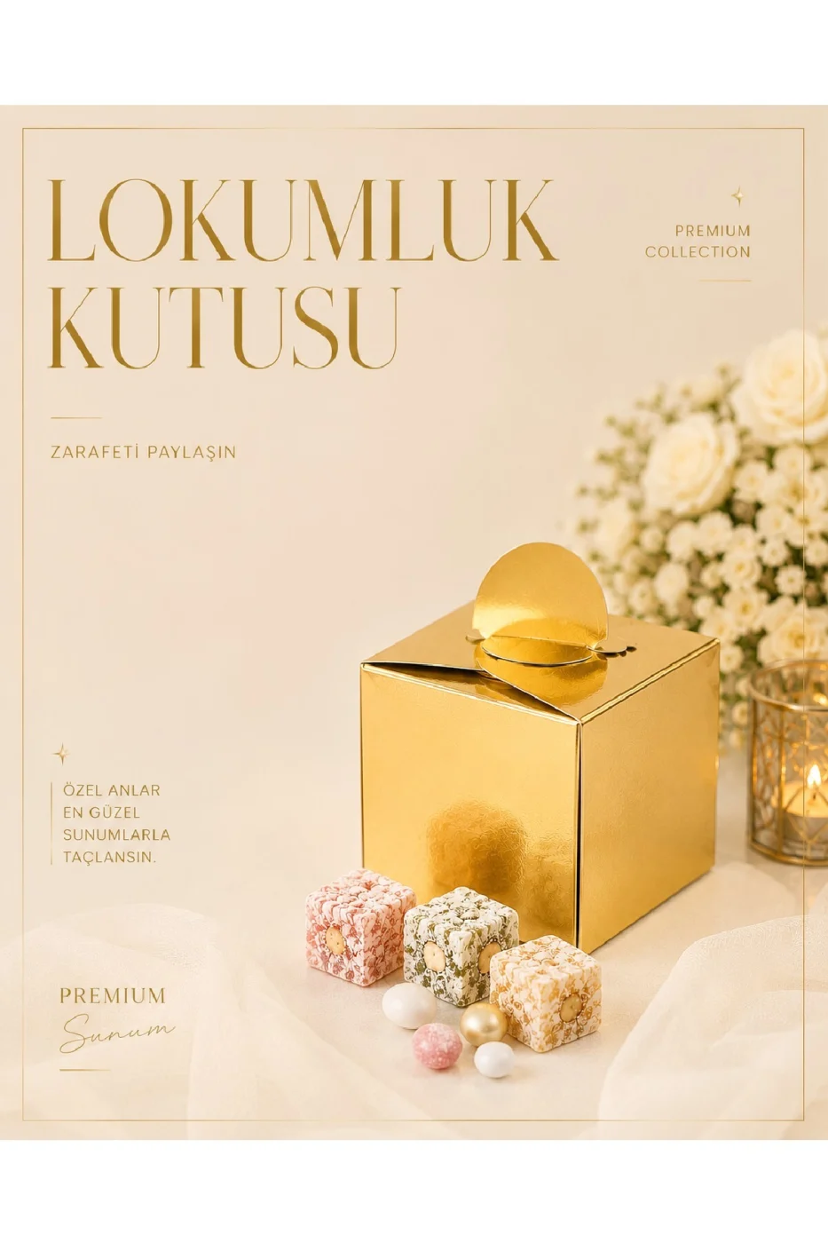 25 Adet Gold Gümüş Lokumluk Kutusu | Söz Nişan Düğün Mevlit Hediyelik Karton Lokum Kutusu | Premium Gold Gümüş gorsel 2