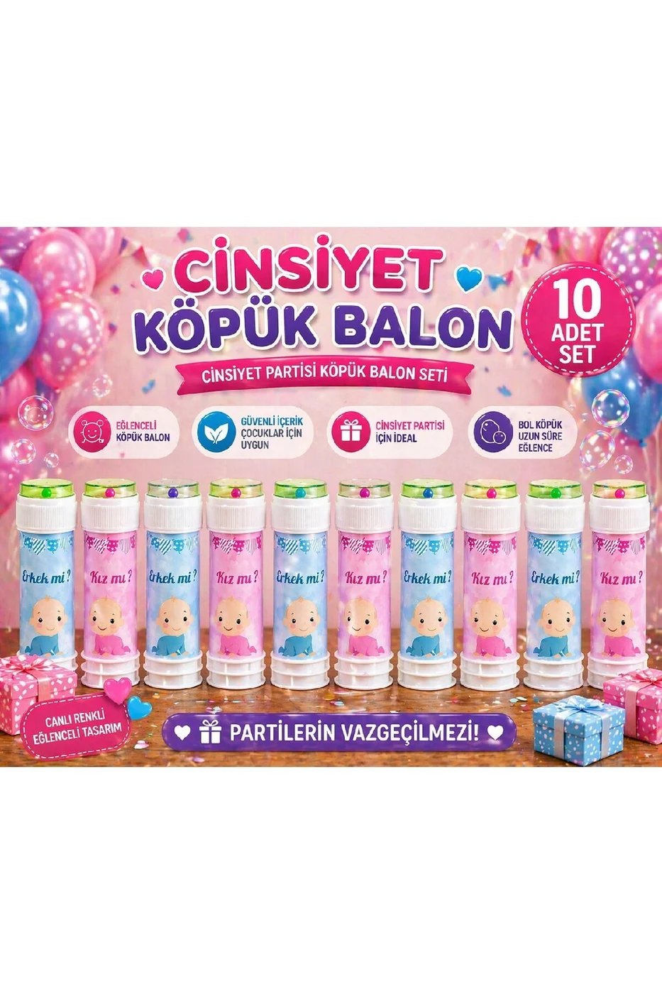 Premium Cinsiyet Partisi Köpük Balon Set Baby Shower Gender Reveal Kız mı Erkek mi Parti Malzemesi Baloncuk