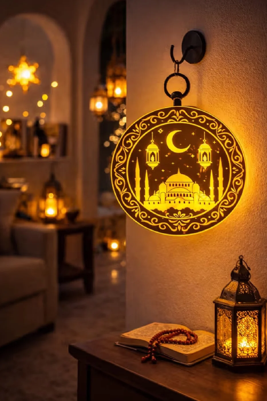 Lüks Cami Silüetli Işıklı Ramazan Dekor Ramazan Süsü gorsel 3