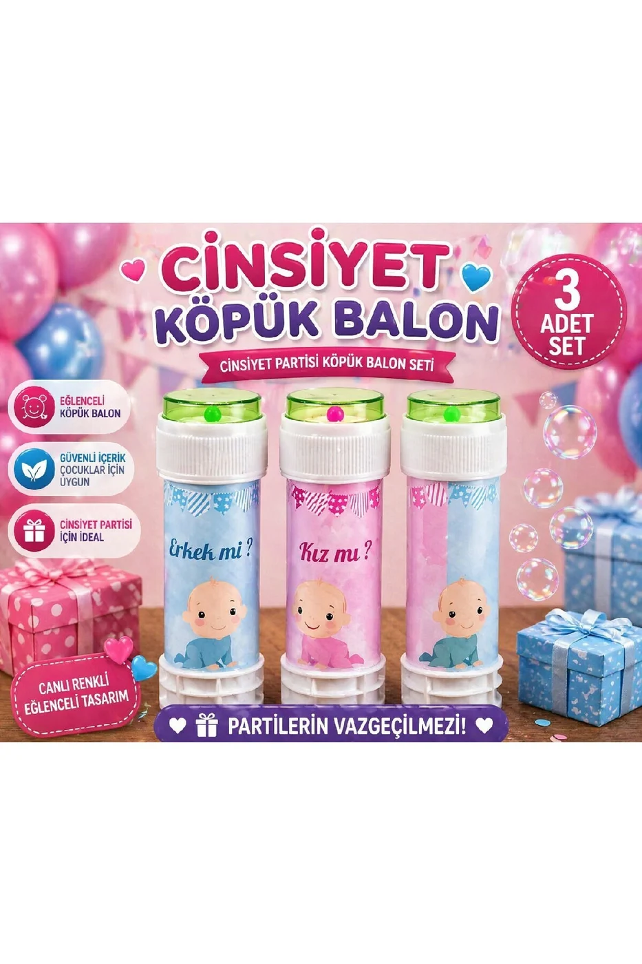 Premium Cinsiyet Partisi Köpük Balon Set Baby Shower Gender Reveal Kız mı Erkek mi Parti Malzemesi Baloncuk