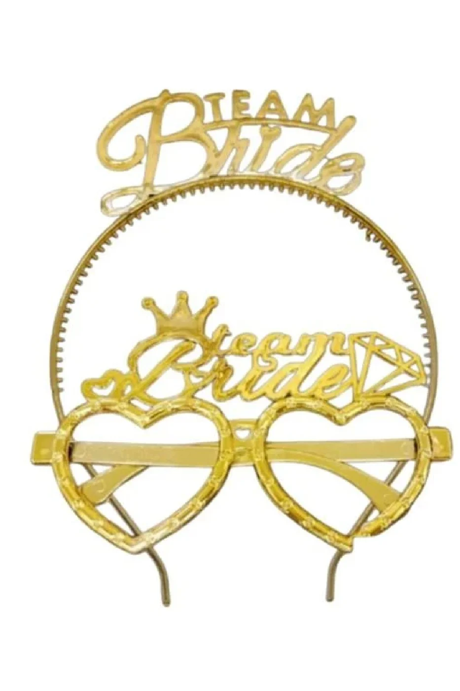 Gold Team Bride Tac Gözlük Seti Bride Parti Aksesuar Taç Gözlük gorsel 3