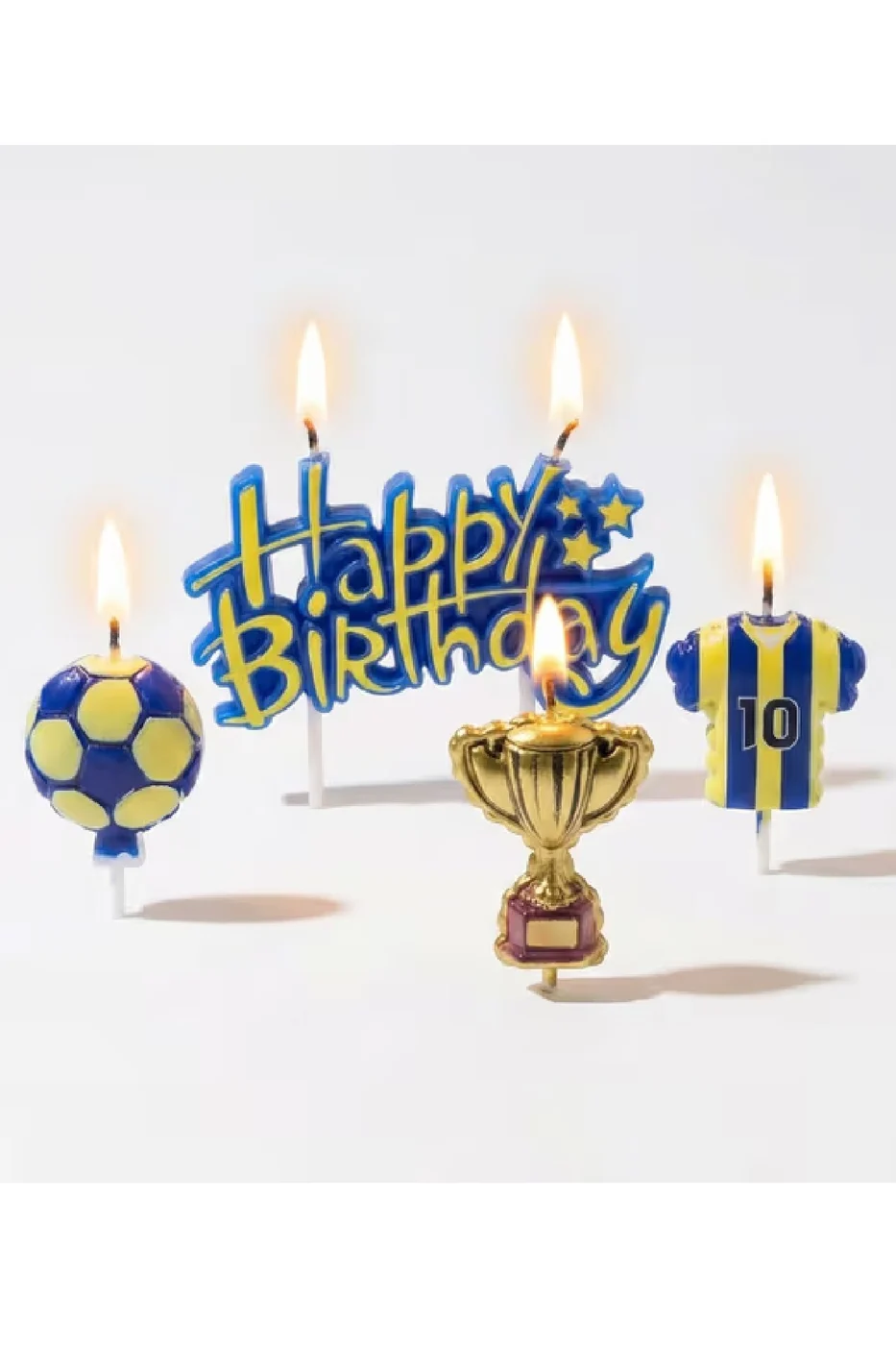 SARI LACİVERT FUTBOL TOPLU FORMALI HAPPY BİRTHDAY 4 LÜ MUM SETİ gorsel 2