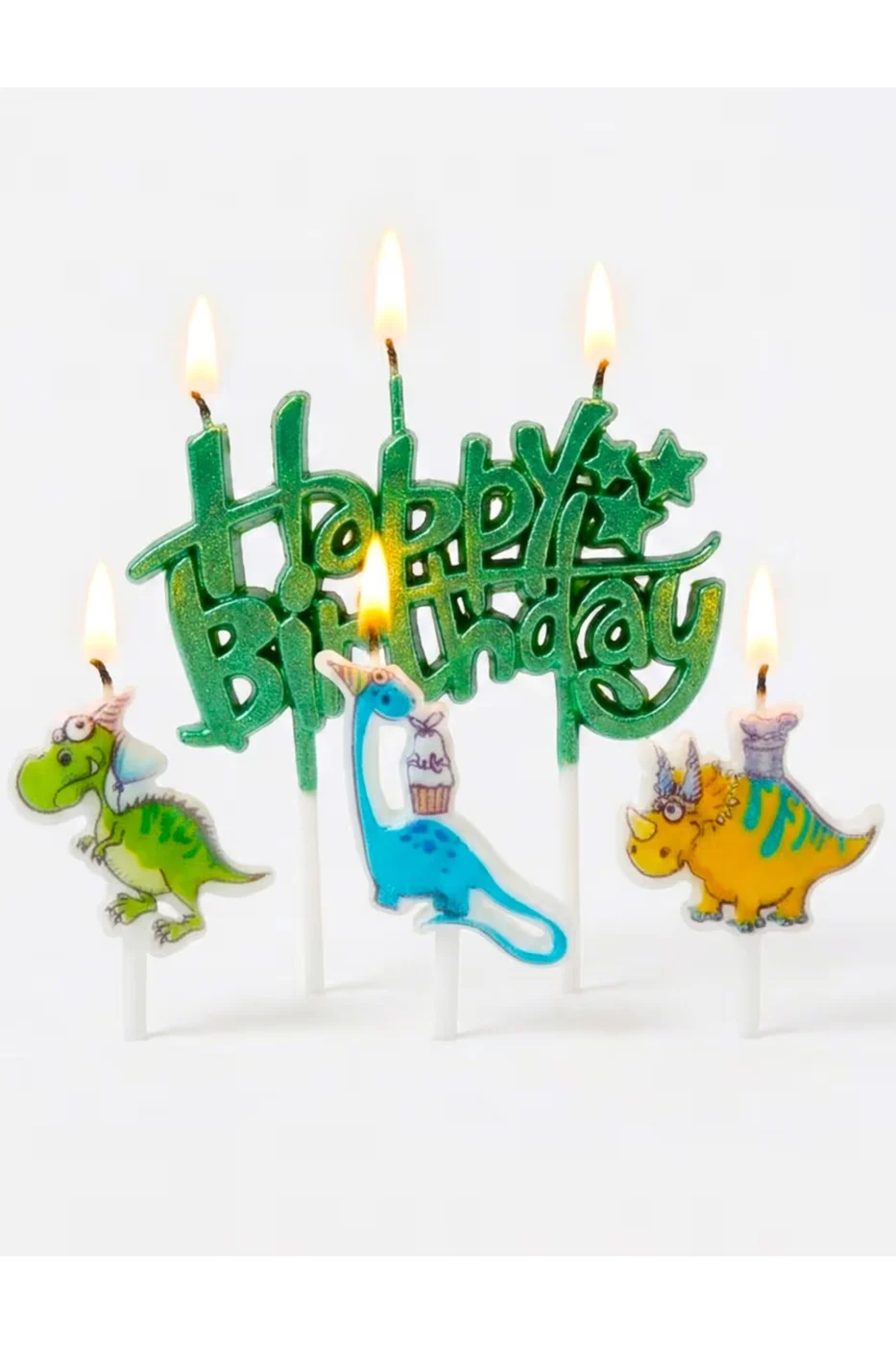 DİNAZOR HAPPY BİRTHDAY 4 LÜ DOĞUM GÜNÜ PARTİ SETİ SÜSÜ MUMU gorsel 4