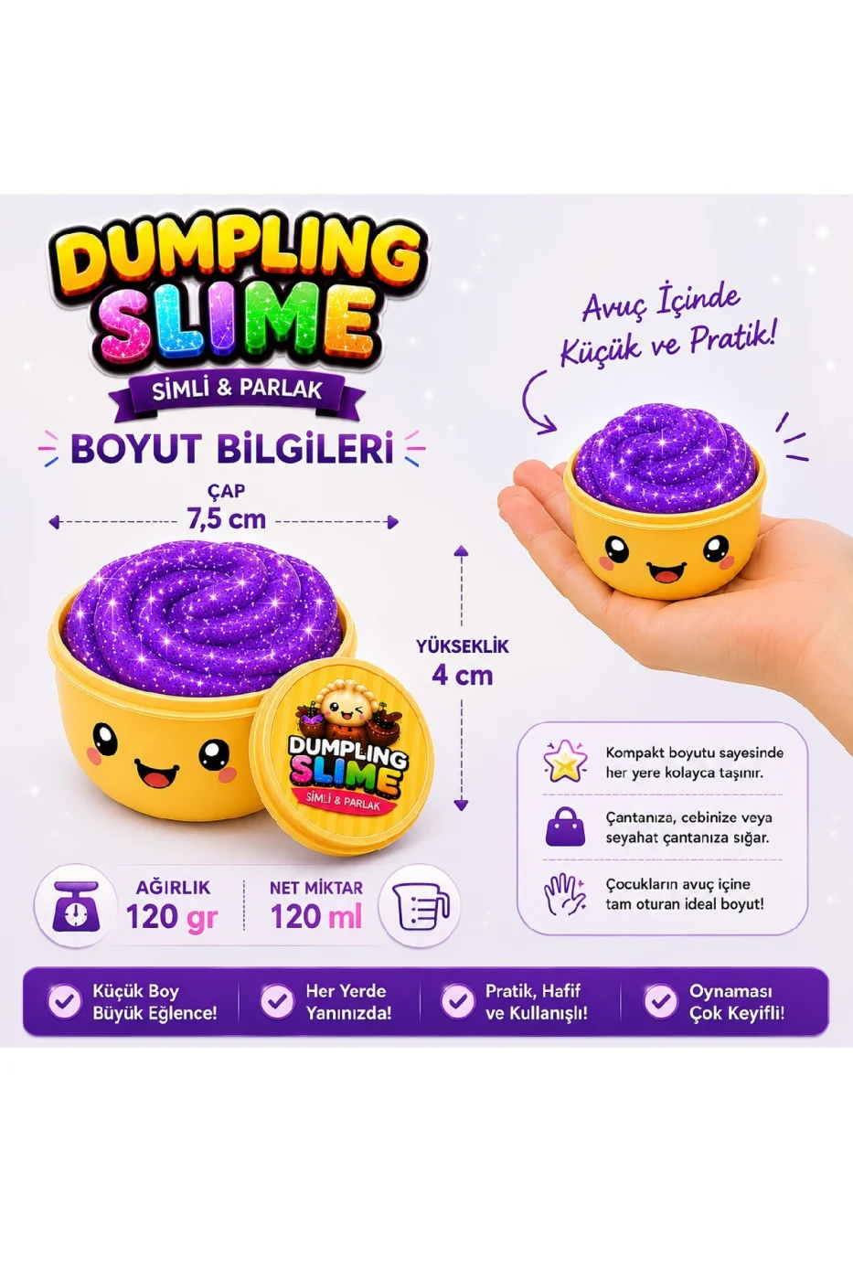 Çin mantısı Slime Simli Oyun Hamuru Tekli | Glitter Slime | Esnek Yumuşak Doku | Kapaklı Kutu | 6 Renk Seçeneği gorsel 7