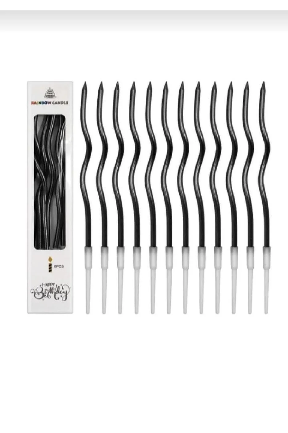 6'LI KIVRIMLI SİYAH MUM 15cm,SPİRAL MUM,KIVRIK MUM gorsel 4
