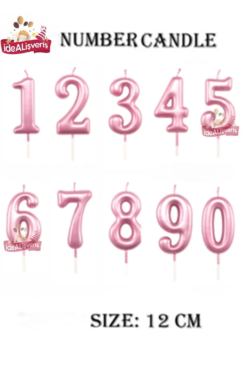 12 cm Pembe Pasta Üstü Rakam Mum gorsel 3