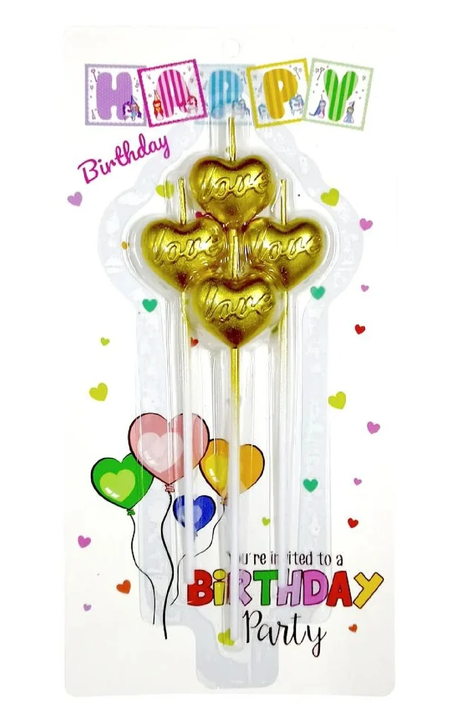 DOĞUM GÜNÜ MUMLAR 4 LÜ ÇUBUKLU LOVE KALP GOLD MUM AŞK ŞEKİLLİ MUMLAR gorsel 6