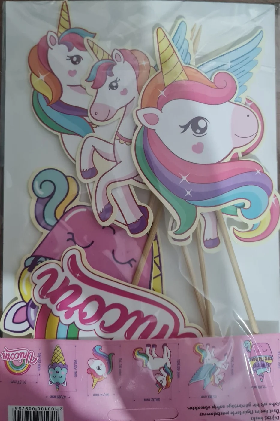 6 adet, Unicorn Temalı Doğum Günü Pasta Süsü Unicorn Baby Pasta Süsü gorsel 5