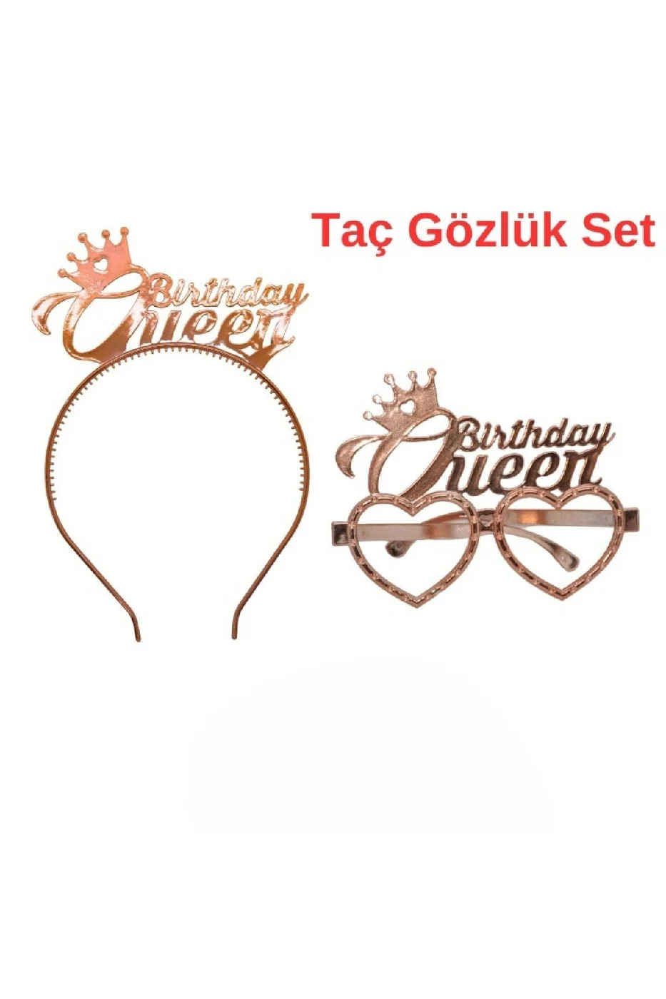 RoseGold Brithday Queen Tac Gözlük Seti Brithday Queen Parti Aksesuar Taç Gözlük gorsel 5