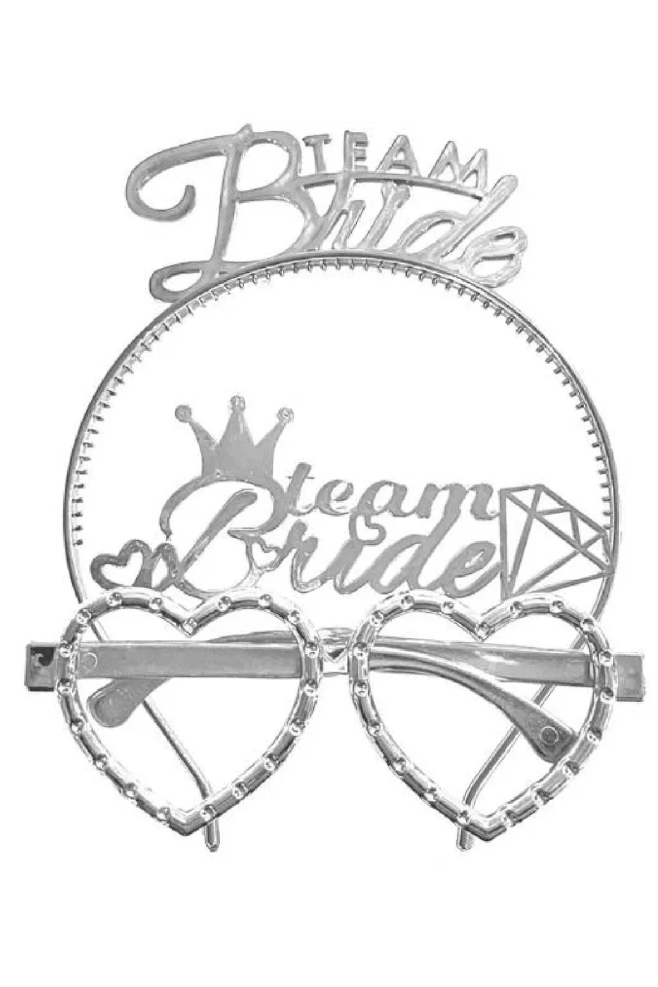 Gümüş Team Bride Tac Gözlük Seti Bride Parti Aksesuar Taç Gözlük gorsel 5