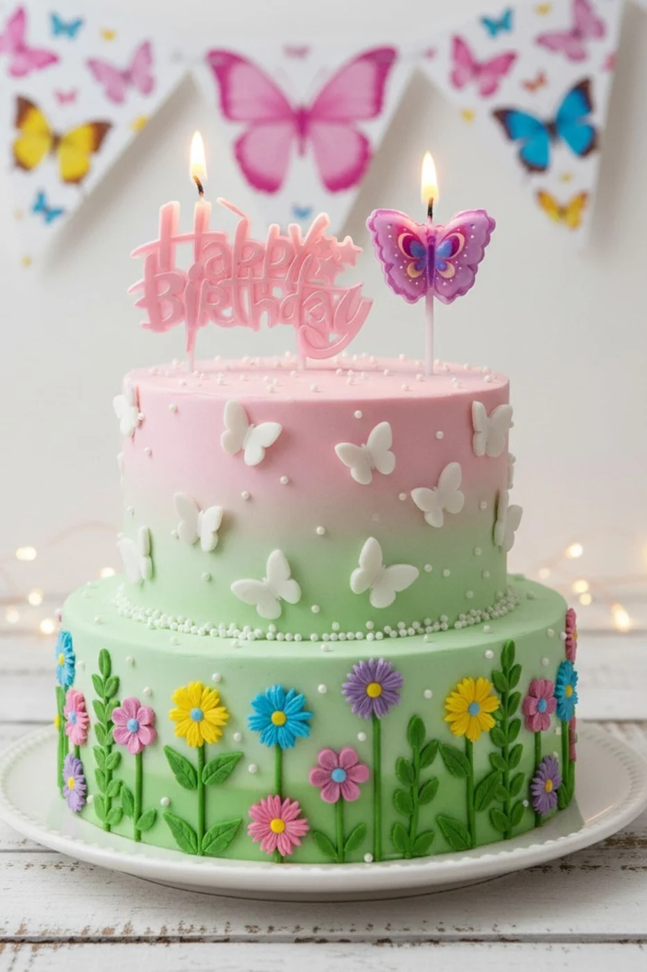 HAPPY BİRTHDAY KELEBEK 2 PARÇA DOĞUM GÜNÜ PARTİ SETİ SÜSÜ MUMU gorsel 3