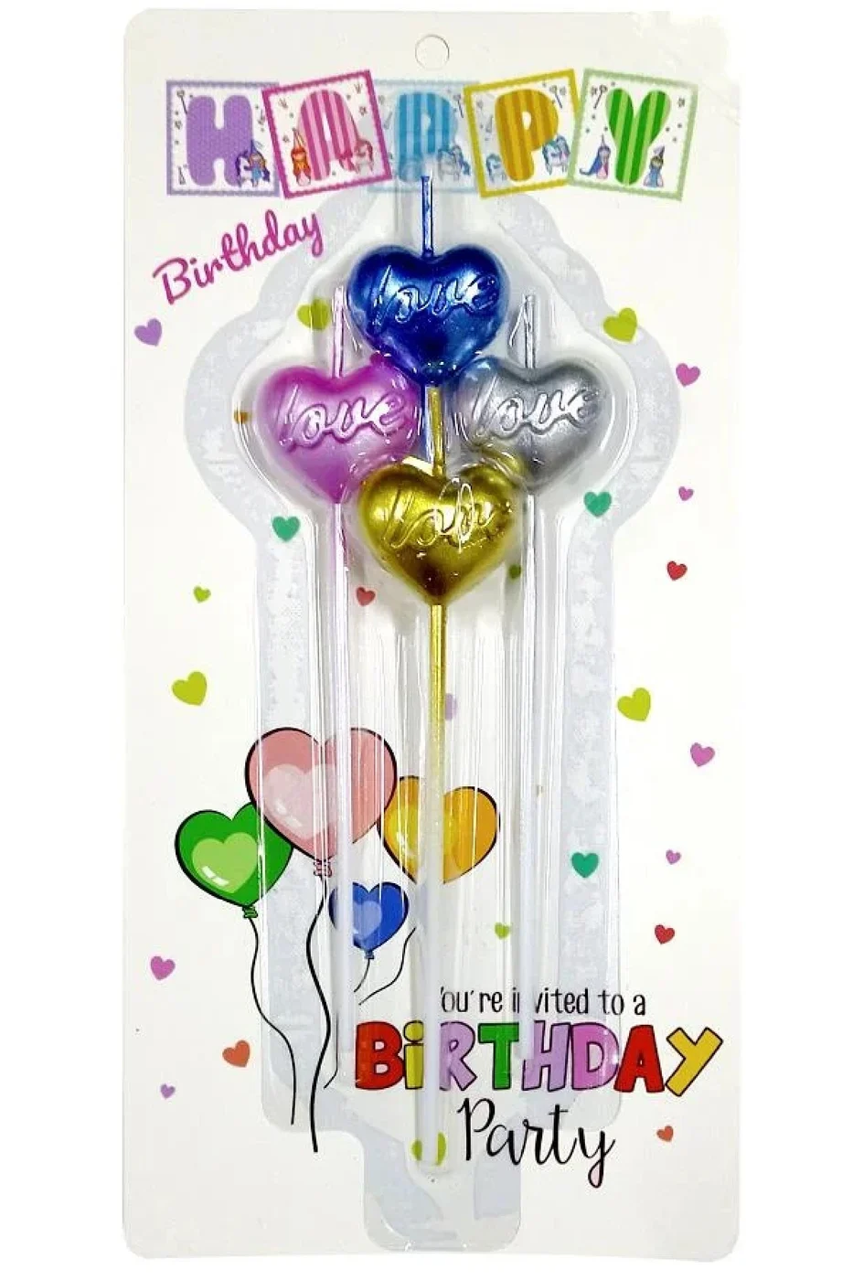 DOĞUM GÜNÜ MUMLAR 4 LÜ ÇUBUKLU LOVE KALP RENKLİ MUM AŞK ŞEKİLLİ MUMLAR gorsel 2