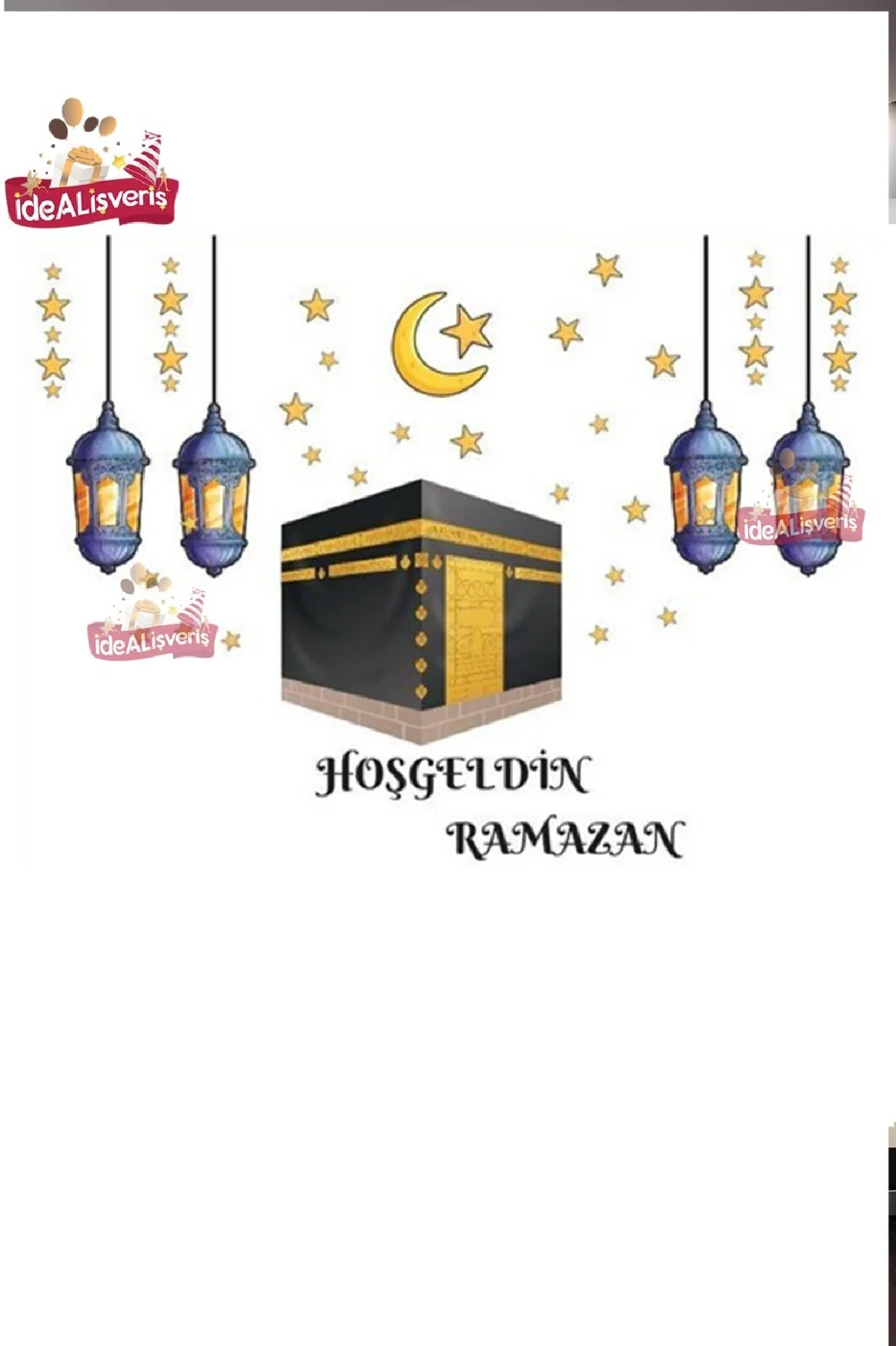 Kabe Ve Ramazan Figürleri Cam Duvar Ramazan Ayı Temalı Cam Duvar Sticker Seti Ramazan Süsleri