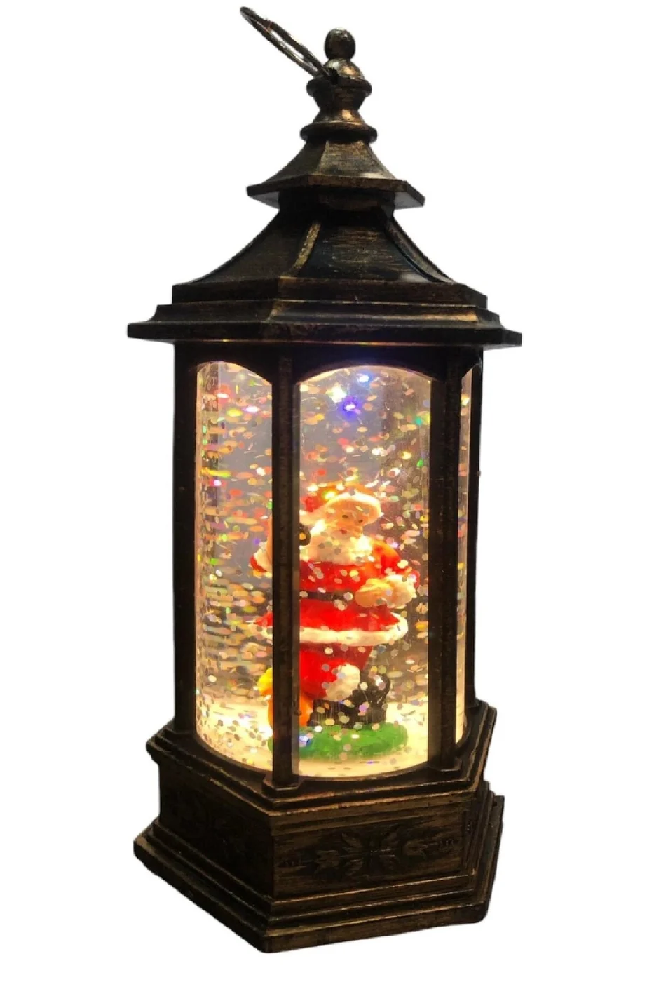 Küre Altıgen Noel Baba Işıklı 14 Cm gorsel 2