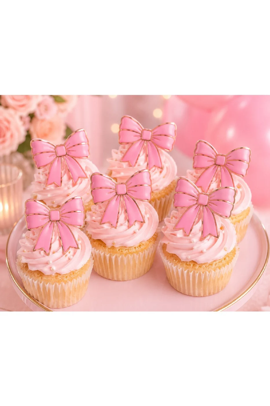 Renk Seçenekli Fiyonk Balon ve Pasta Dekor Fiyonk Seti 12 Adet Büyük & Küçük Boy Parti Süsü Baby Shower Doğum Günü Seti Süsü gorsel 2