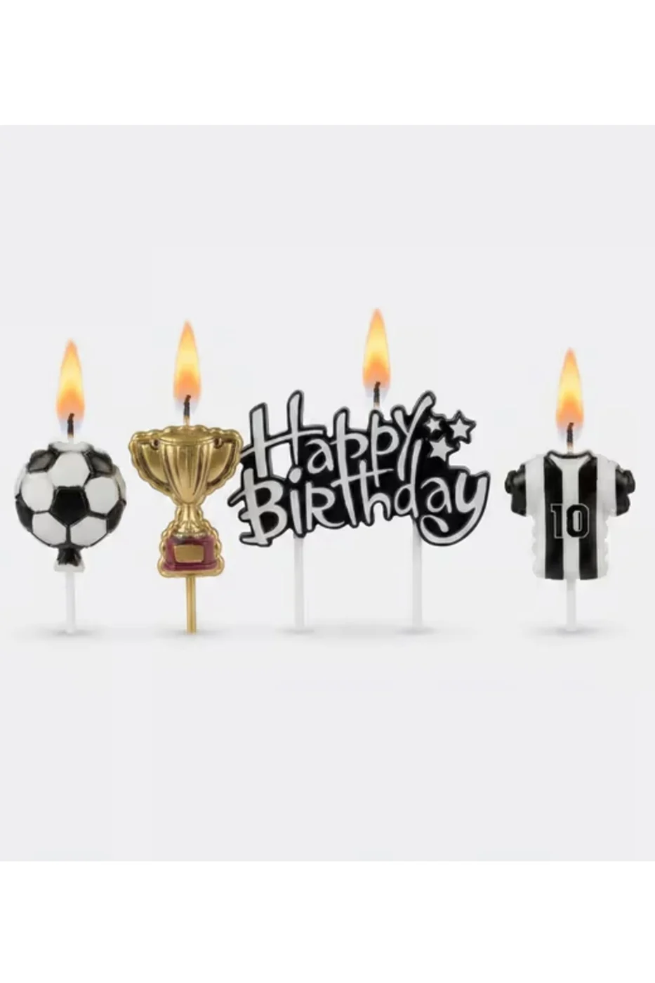 SİYAH BEYAZ FUTBOL TOPLU FORMALI HAPPY BİRTHDAY 4 LÜ MUM SETİ
