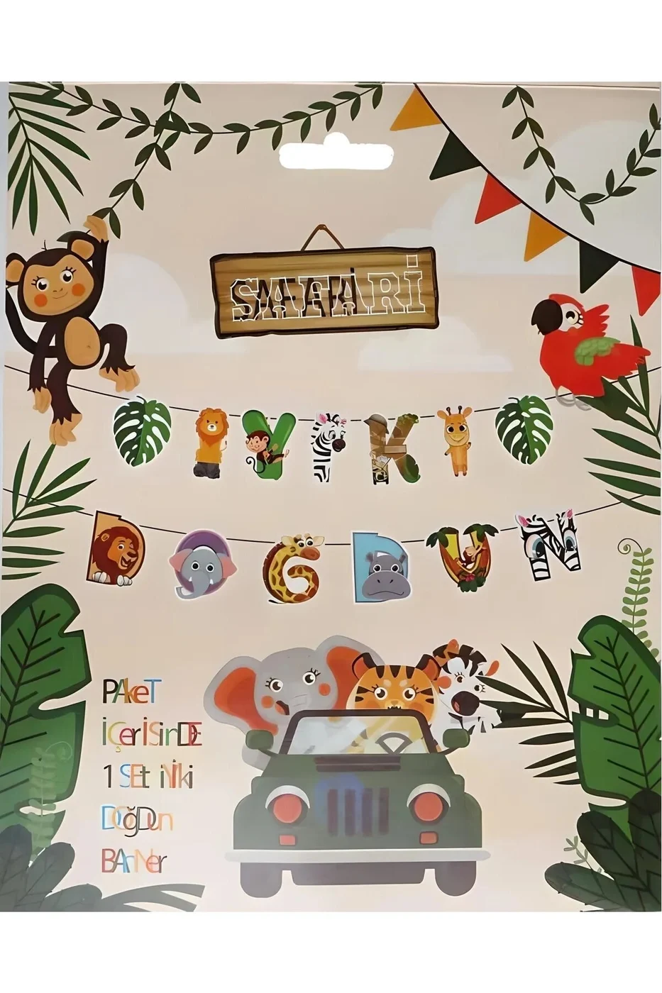 Safari Şeklinde Iyiki Doğdun Yazısı Flama -dogum Günü Safari Teması gorsel 2