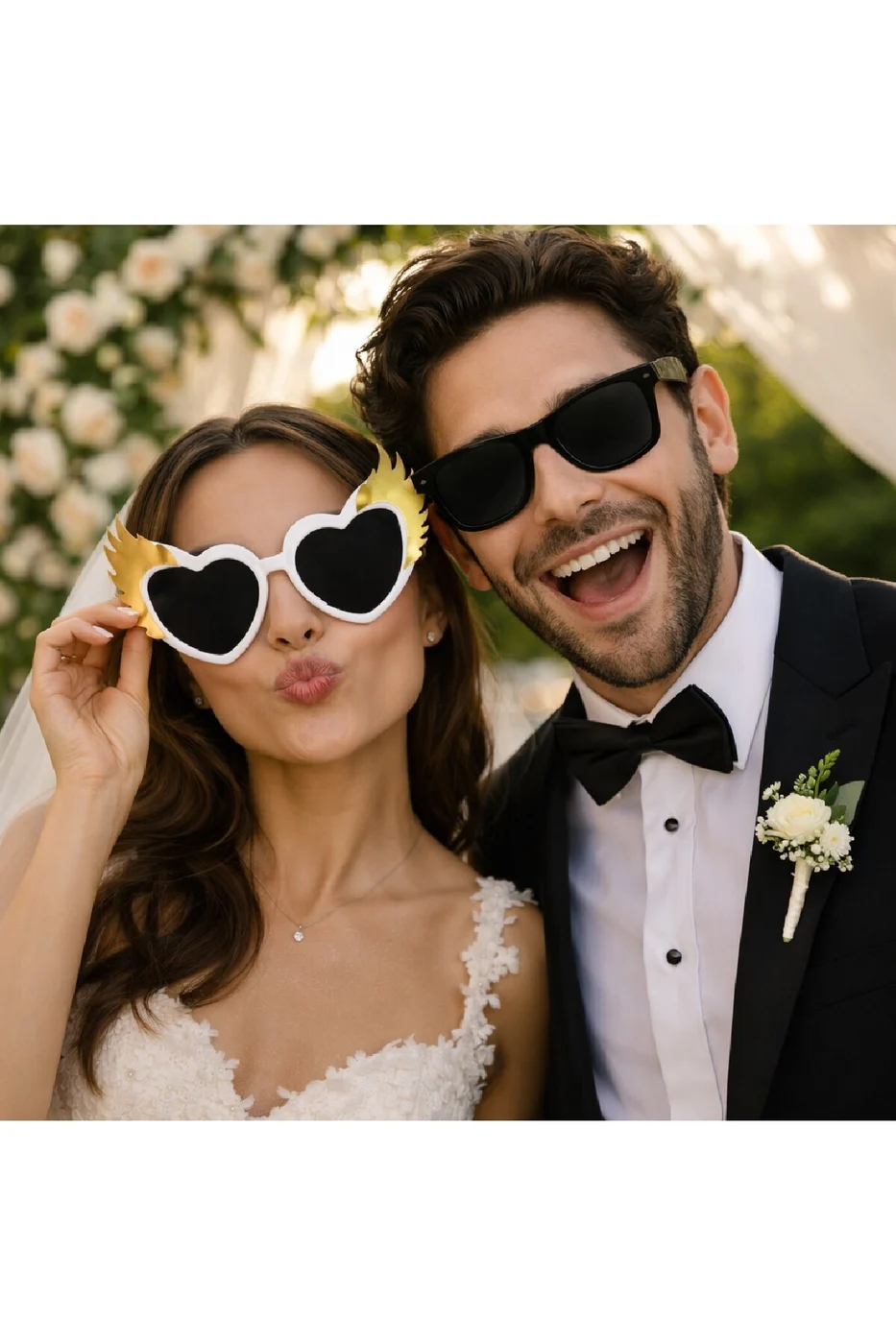 Gold Bride & Groom Eğlence Gözlüğü Seti Gelin Damat Düğün Konsept Gözlüğü gorsel 2