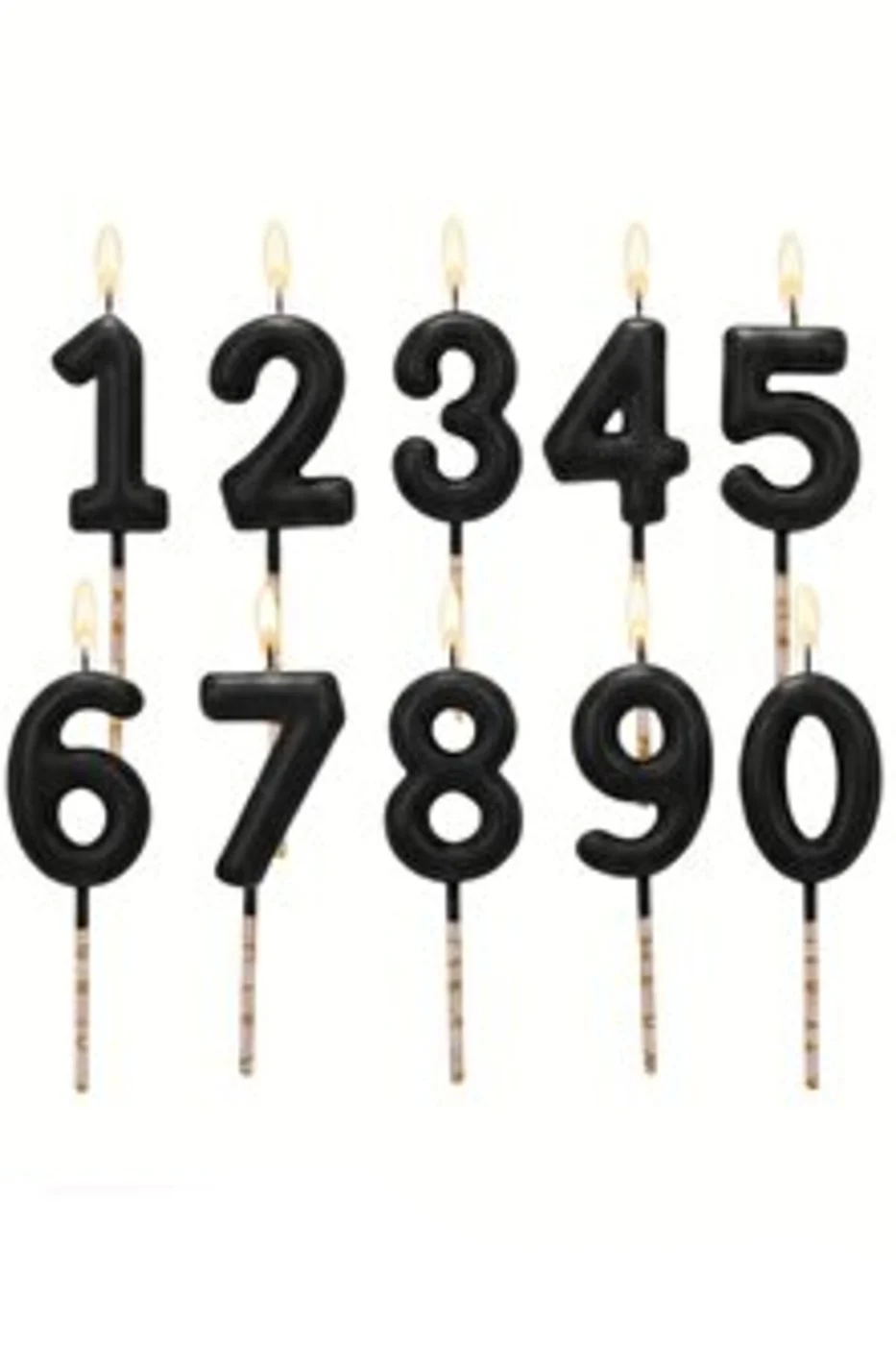 12 cm Siyah Pasta Üstü Rakam Mum