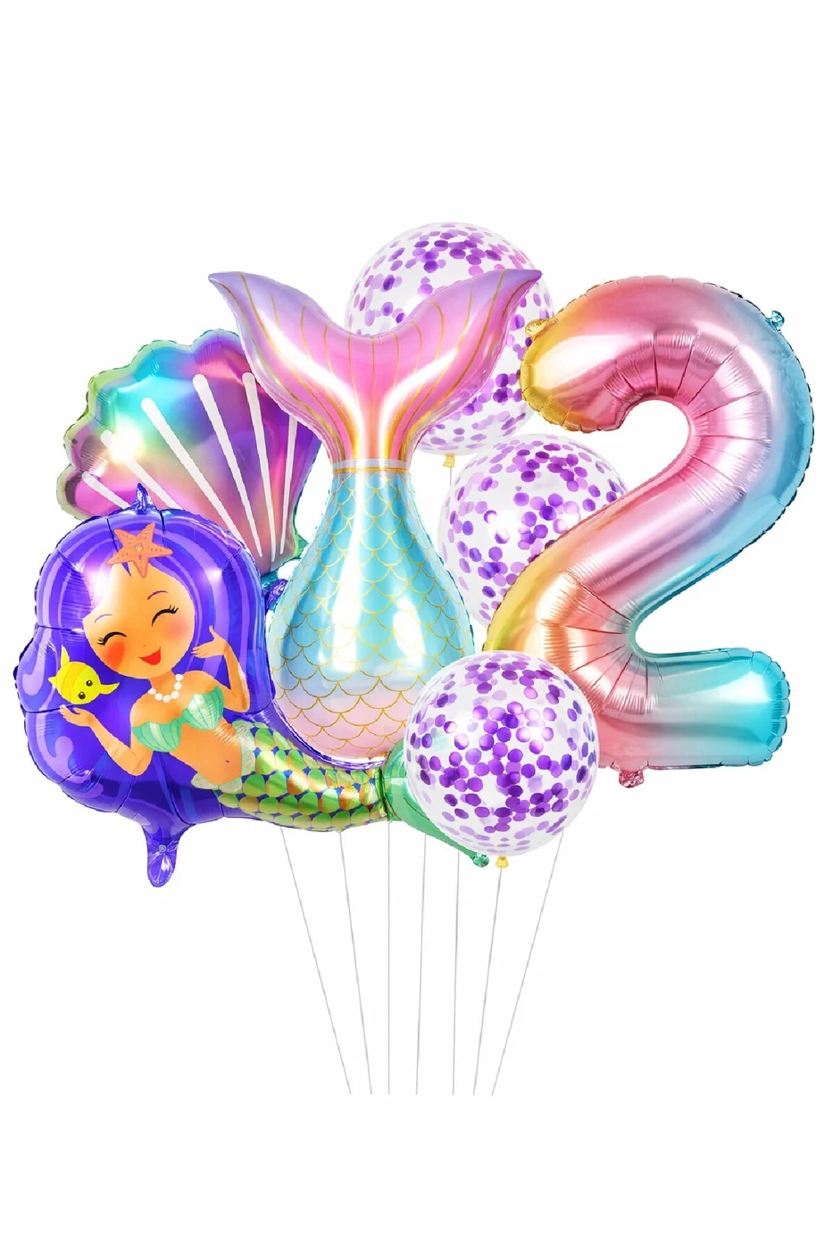 Deniz Kızı Kuyruğu Deniz Kabuğu Temalı Doğum Günü Balon Seti Konfeti Balon Parti Süsleri