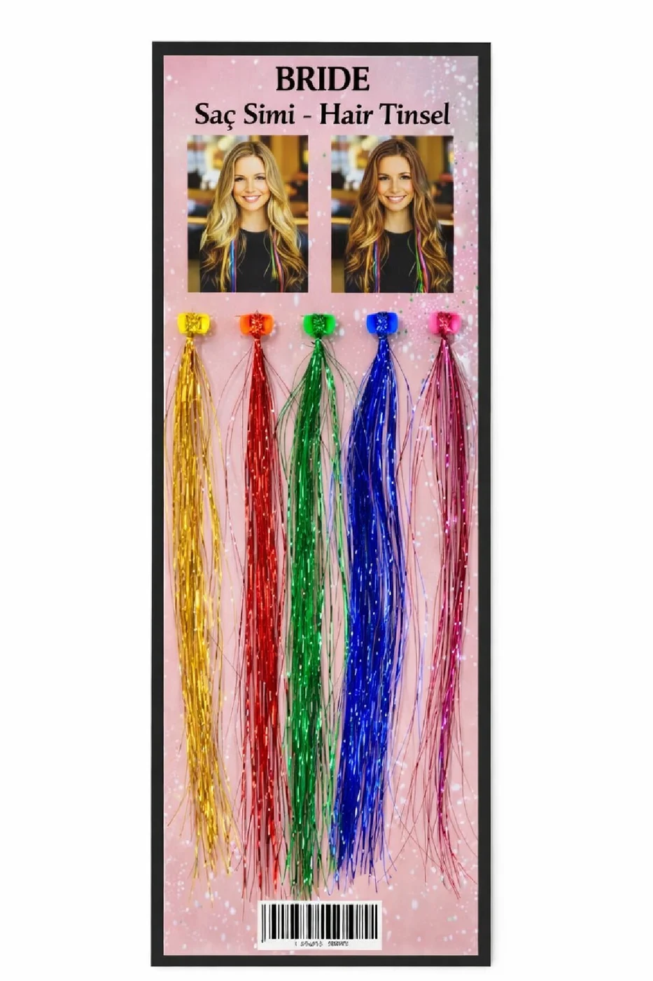 Renkli Saç Simi Seti (5’li) – Hair Tinsel Parlak Saç Aksesuarı gorsel 4
