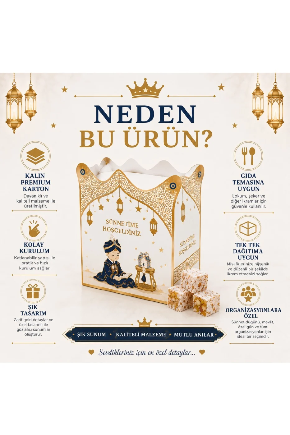 25 Adet Sünnet Lokum Kutusu | Sünnet Hediyeliği Şeker Kutusu | Premium Karton Organizasyon Kutusu gorsel 5