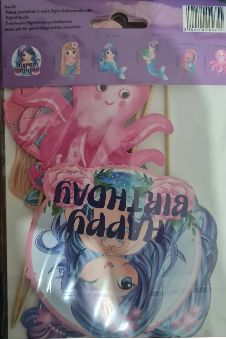 6 adet, Deniz Kızı Temalı Doğum Günü Pasta Süsü Deniz Kızı Baby Pasta Süsü gorsel 3