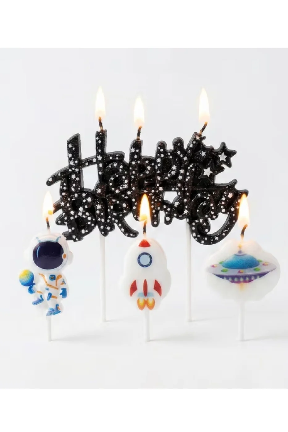 UZAY HAPPY BİRTHDAY 4 LÜ DOĞUM GÜNÜ PARTİ SETİ SÜSÜ MUMU gorsel 6