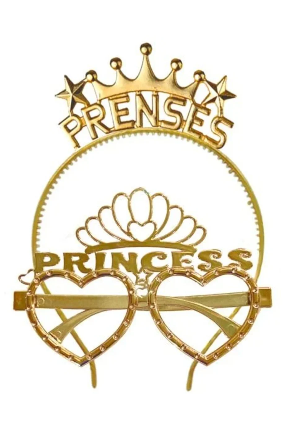 Gold Princess Tac Gözlük Seti Prenses Parti Aksesuar Taç Gözlük gorsel 3