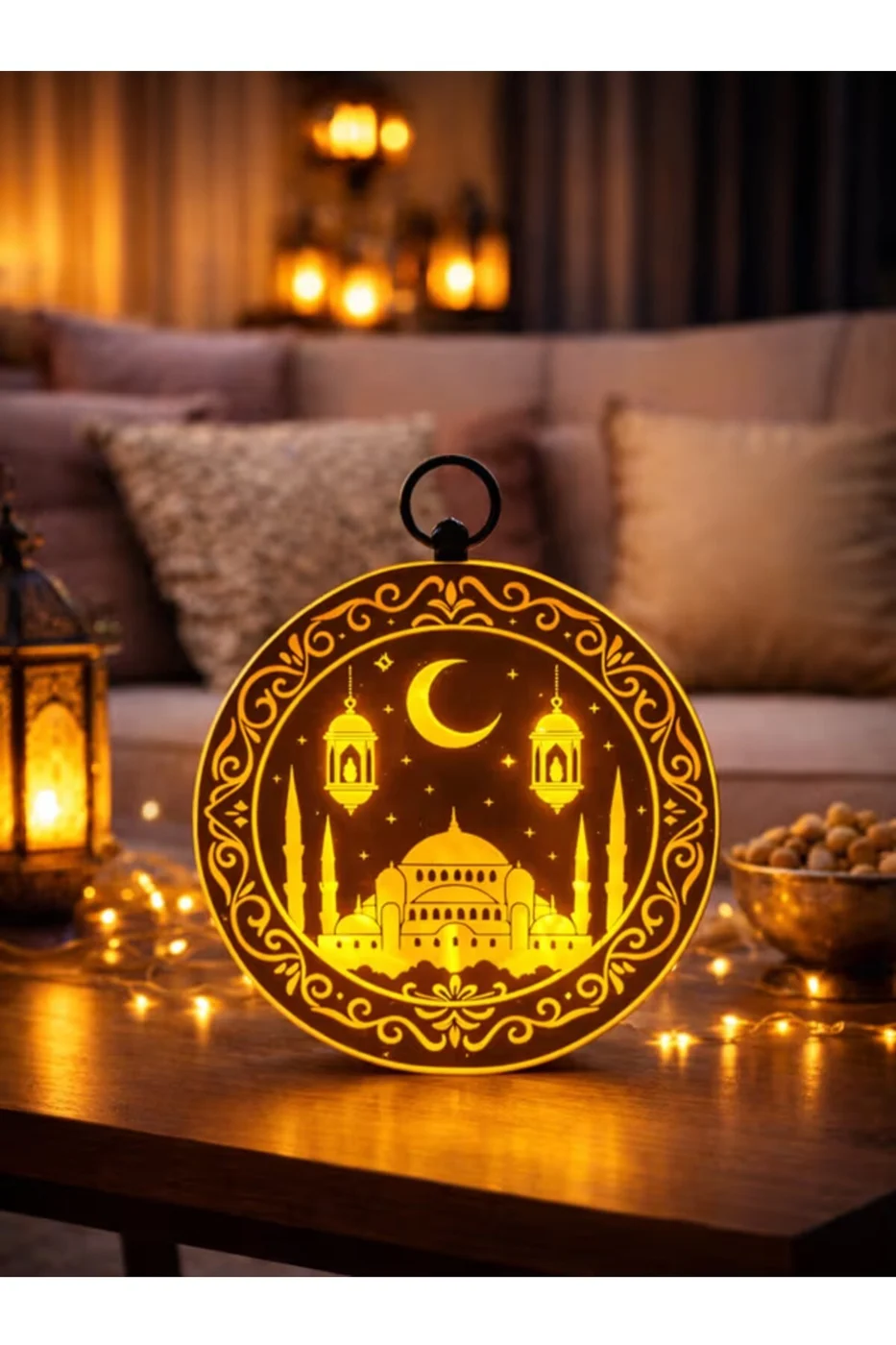 Lüks Hoşgeldin Ramazan Ve Cami Silüetli Işıklı Dekor Ramazan Dekor Süsü gorsel 8