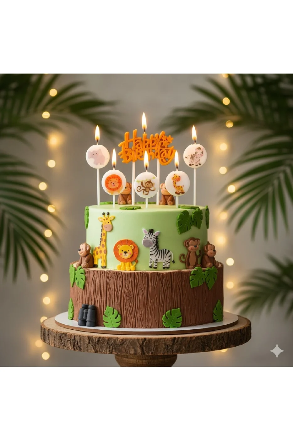 SAFARİ HAPPY BİRTHDAY 6 LI MUM DOĞUM GÜNÜ PARTİ SETİ SÜSÜ MUMU gorsel 3