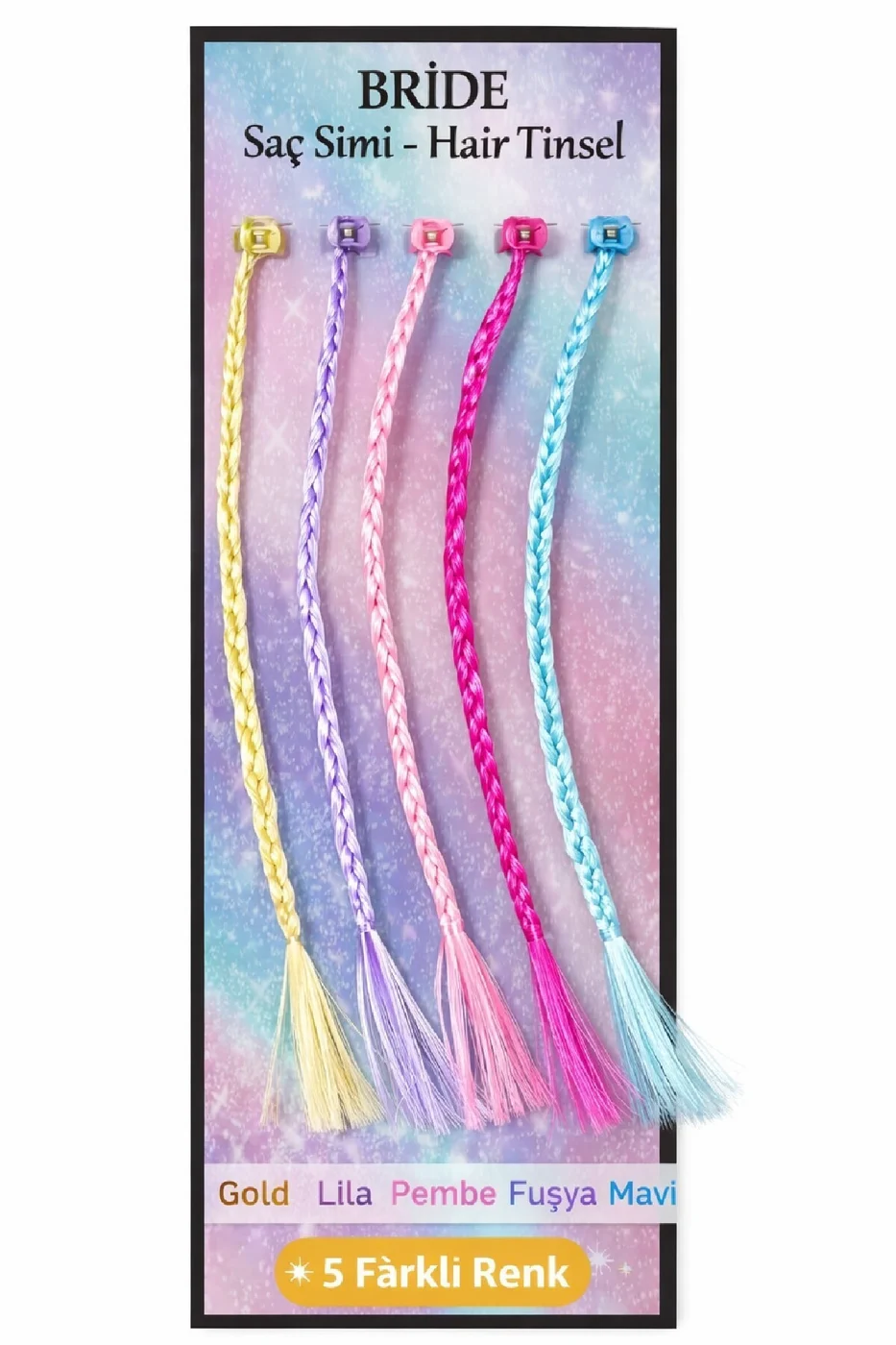Renkli Saç Simi Seti (5’li) Hair Tinsel Parlak Saç Aksesuarı gorsel 5