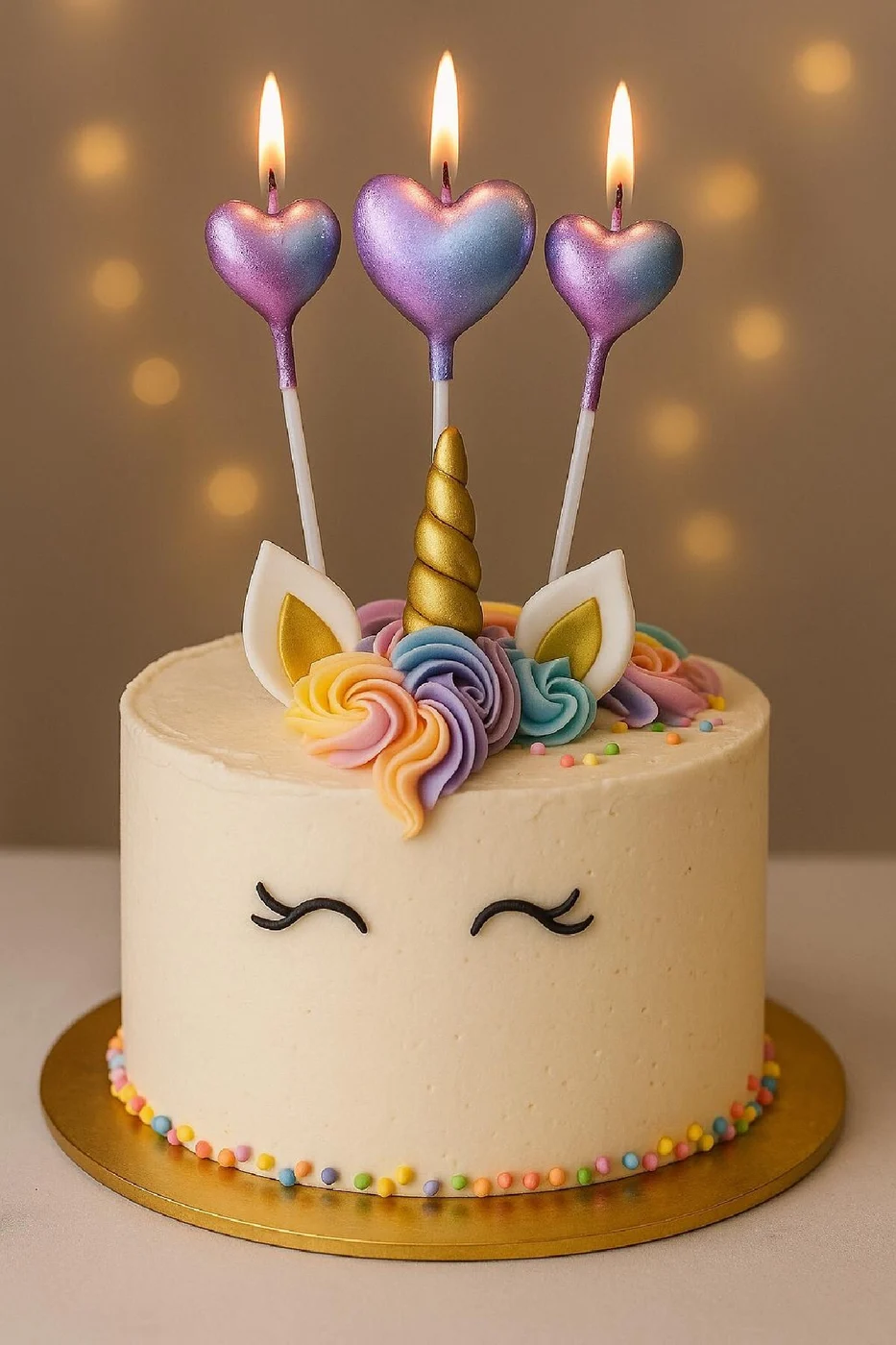 3 LÜ ÇUBUKLU GÖKKUŞAĞI KALP FİGÜRLÜ PASTA MUM gorsel 5