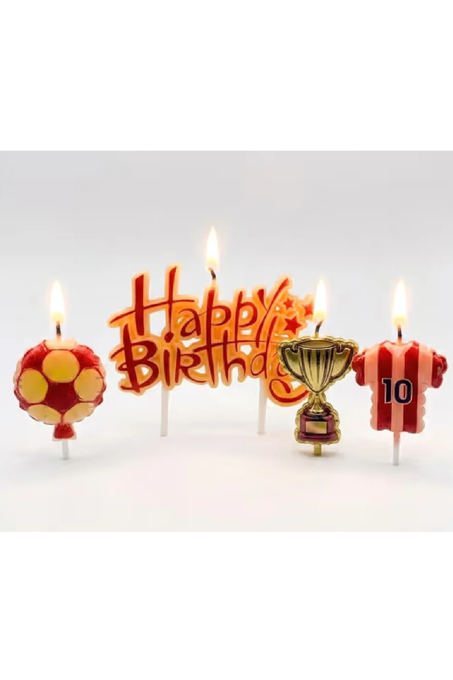 SARI KIRMIZI FUTBOL TOPLU FORMALI HAPPY BİRTHDAY 4 LÜ MUM SETİ gorsel 5
