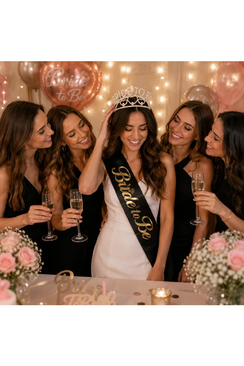 Gold Bride To Be Taç ve Kuşak Seti Bekarlığa Veda Partisi Gelin Tacı Kuşağı gorsel 2