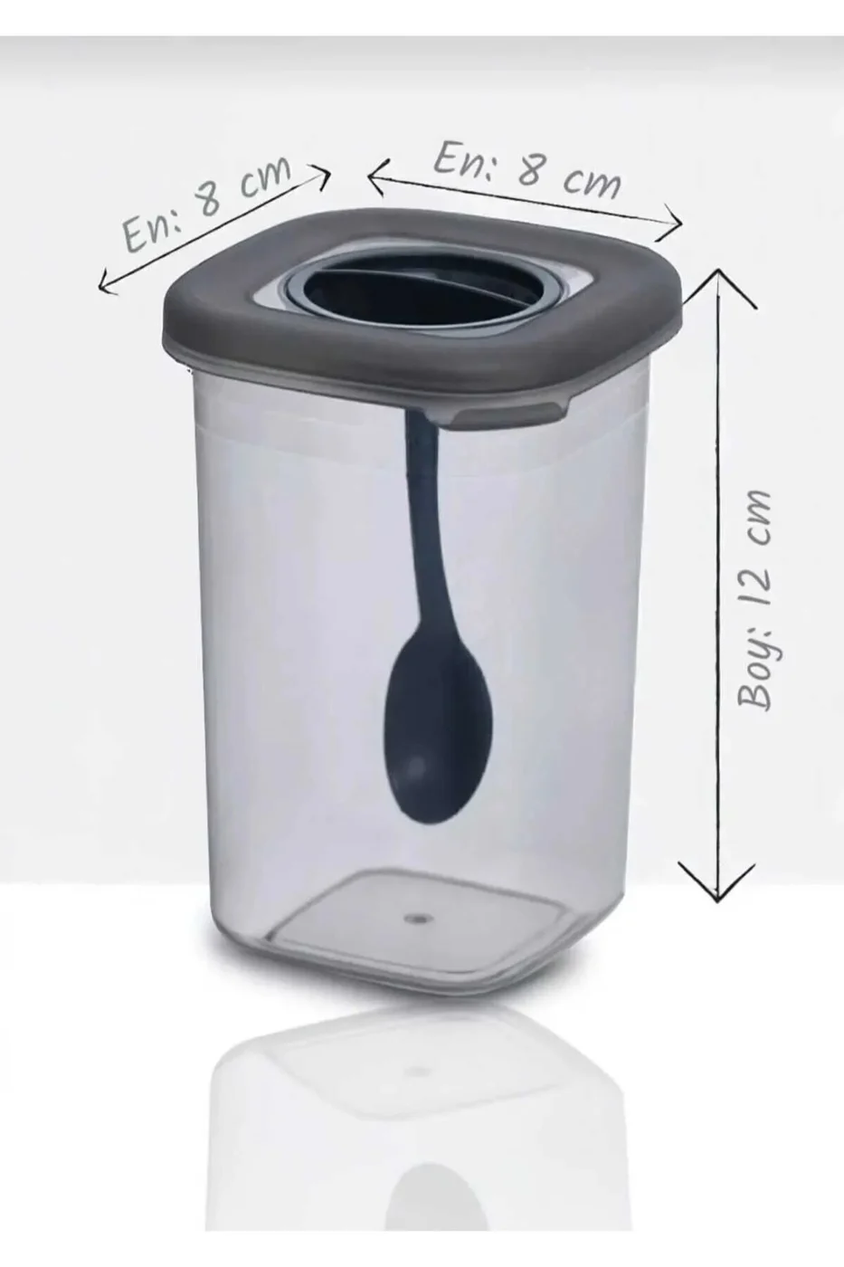 Etiketli 12'li 450ml  Kendinden Kaşıklı Kilitlenebilir Kapaklı Baharatlık Seti gorsel 3