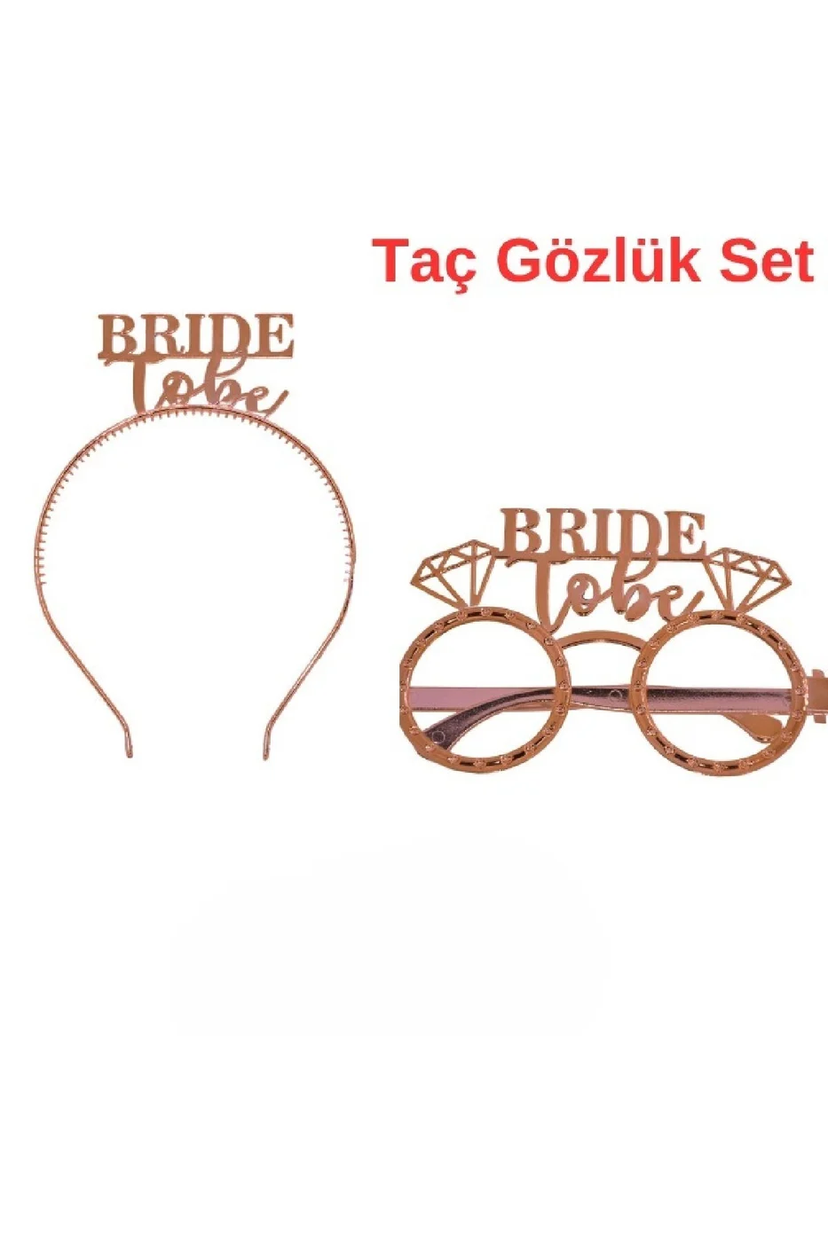 RoseGold Bride To Be Tac Gözlük Seti Bride To Be Parti Aksesuar Taç Gözlük gorsel 2