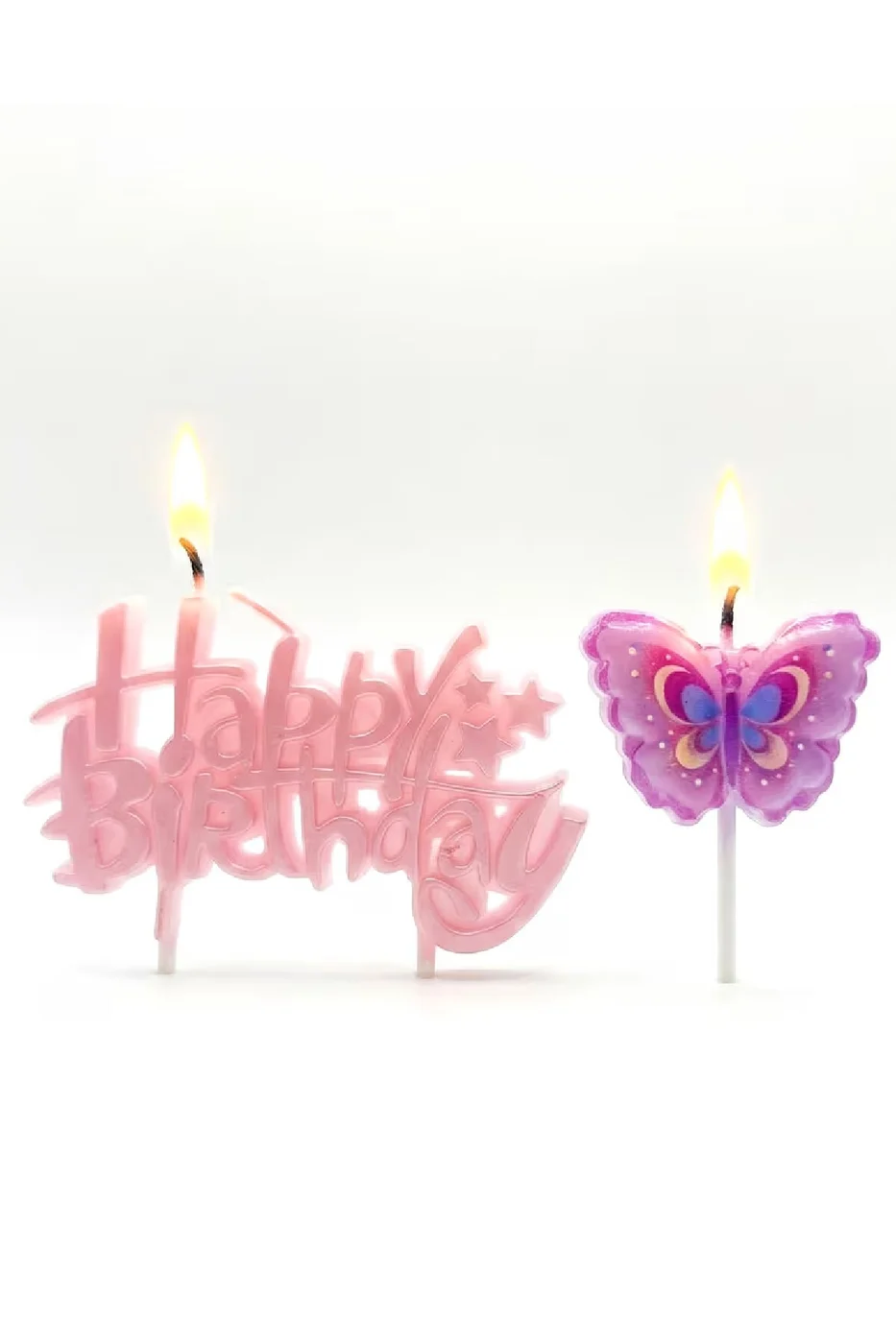 HAPPY BİRTHDAY KELEBEK 2 PARÇA DOĞUM GÜNÜ PARTİ SETİ SÜSÜ MUMU gorsel 4